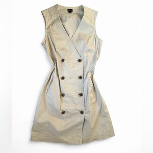 LL Bean Khaki Cream Classic Sleeveless Women's Trench Dress Size 8